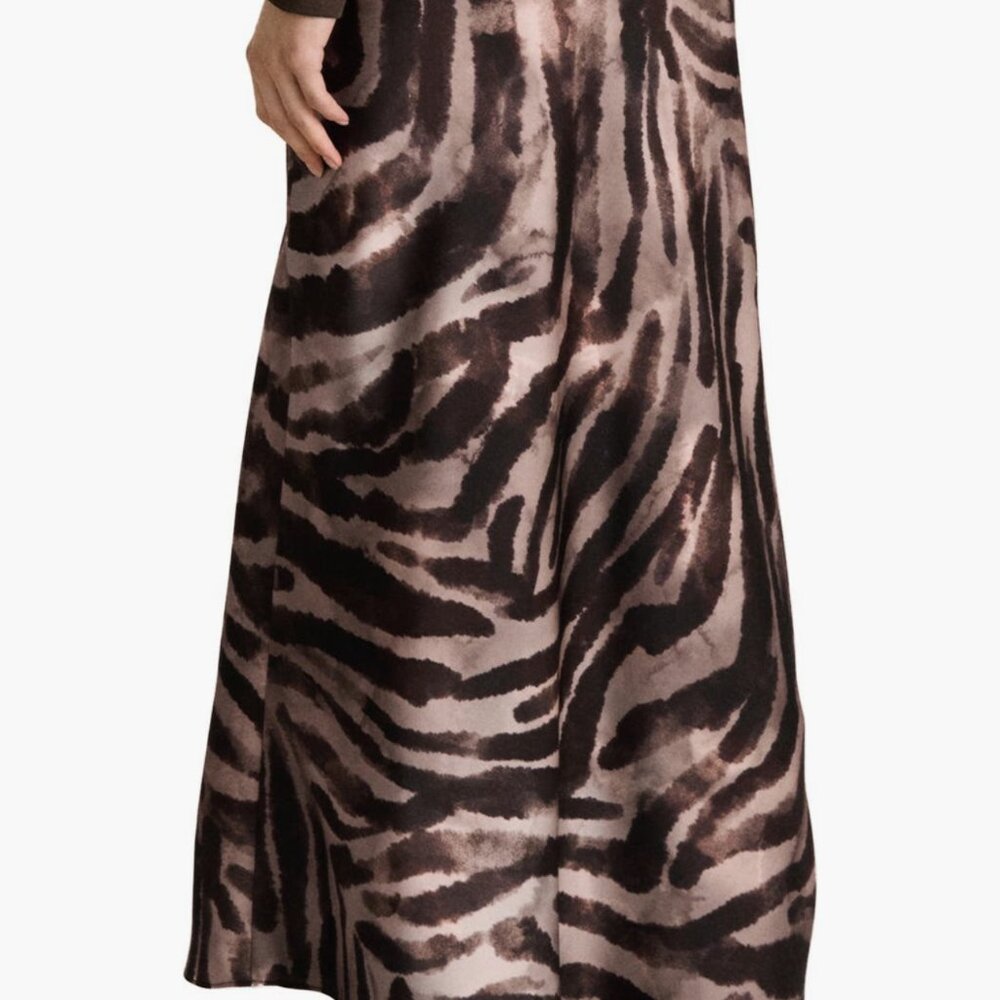 WMNS M Mango MNG Animal Print Midi Slip Skirt BNWT elastic-waist brown zebra max - Picture 4 of 14